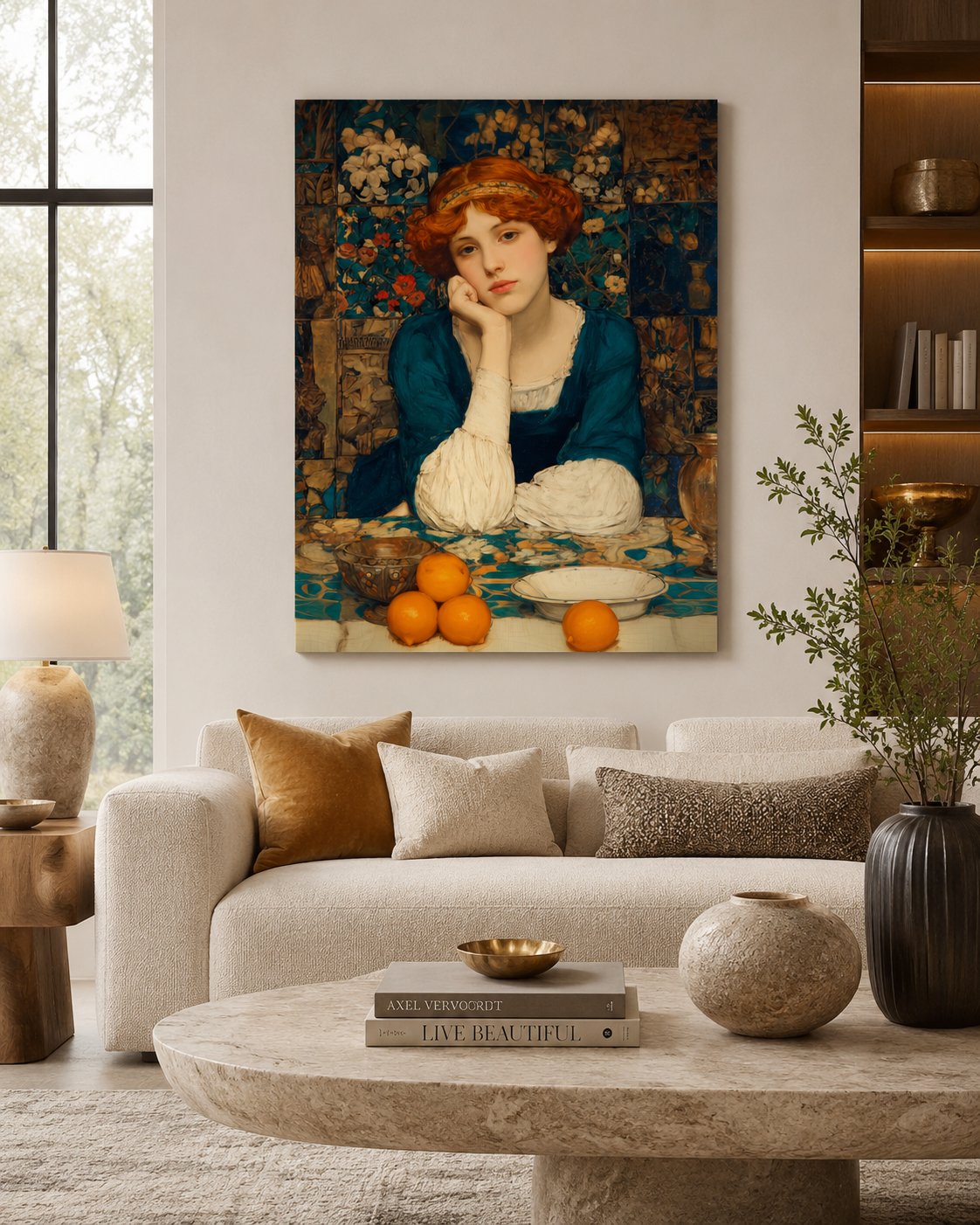 Woman with Oranges Portrait Canvas Print