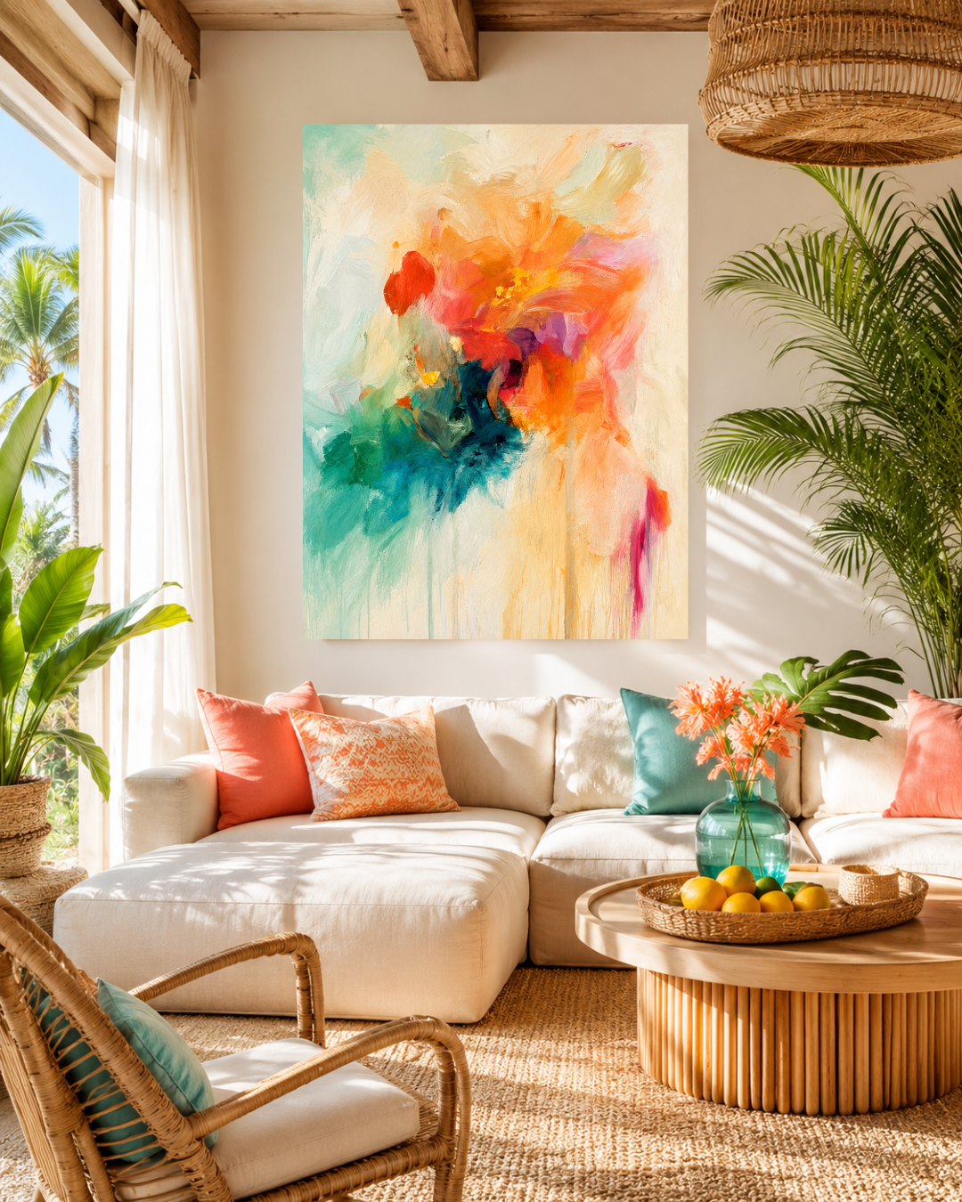 Vibrant Summer Splash Abstract Canvas Print