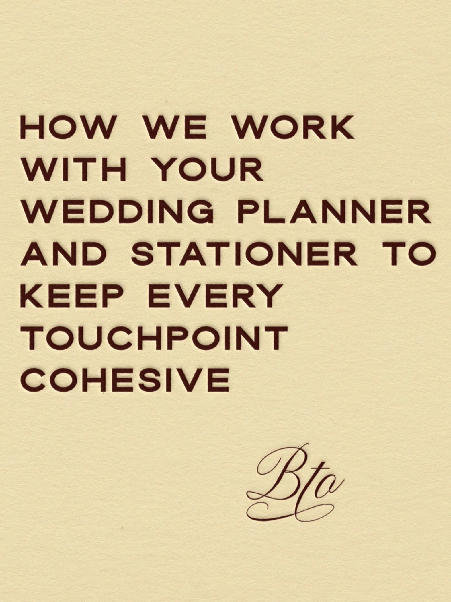 How we work with your wedding planner and stationer to keep every touchpoint cohesive