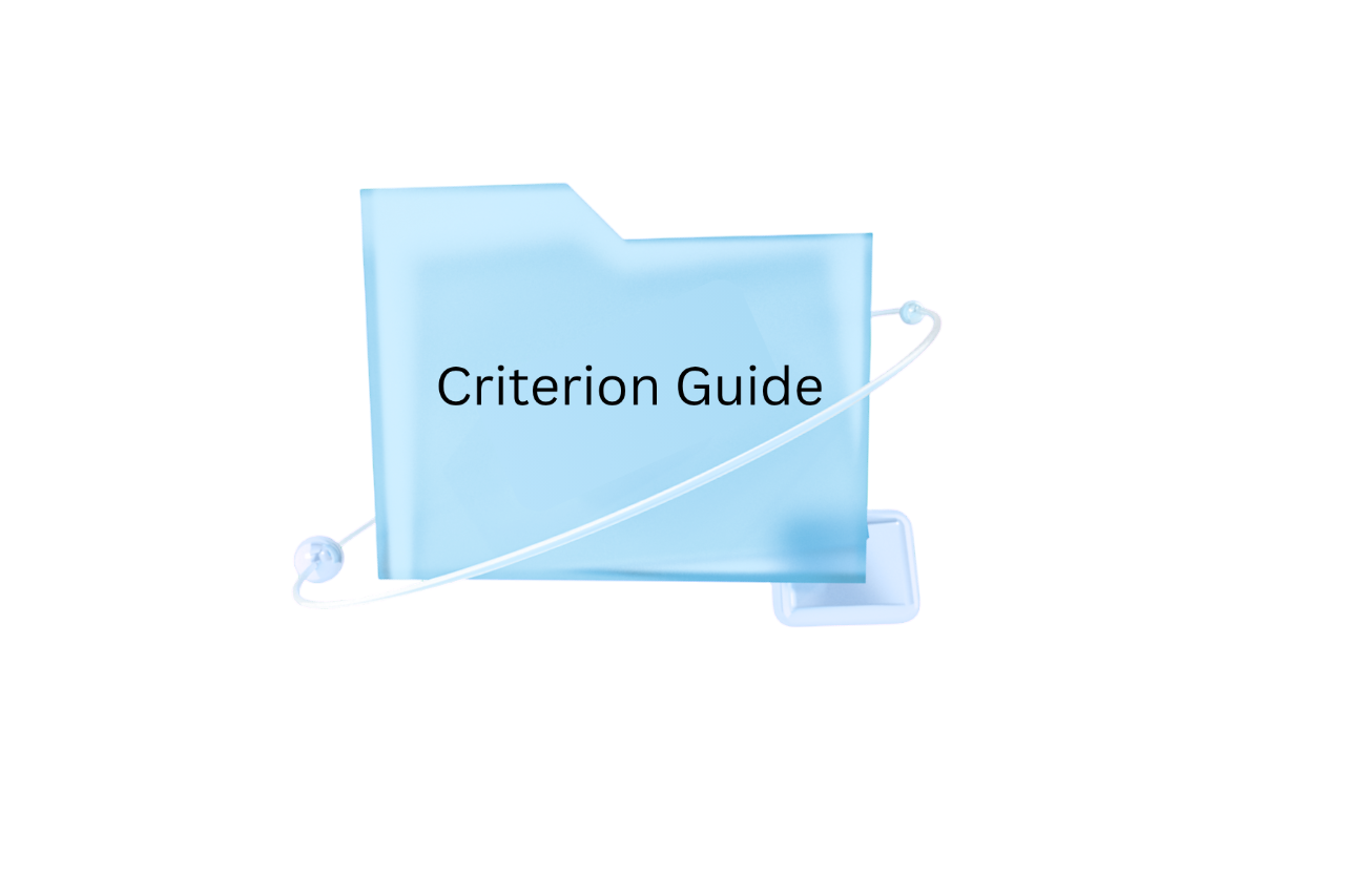 Blue folder labeled 'Criterion Guide' with a magnifying glass icon.