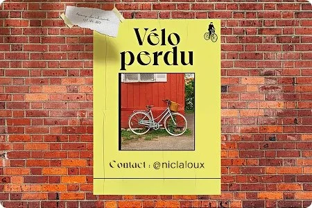 Vélo perdu campaign poster created for Nicolas Laloux wine