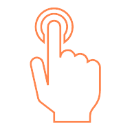 Illustration of a hand with an extended index finger tapping on a touchscreen, with concentric circles indicating a tap or touch.