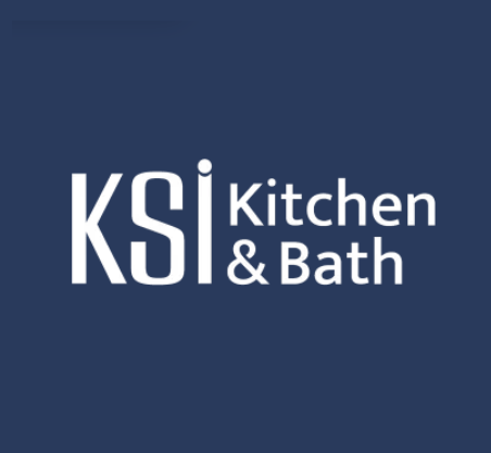 KSI Kitchen & Bath logo with white text on a dark blue background