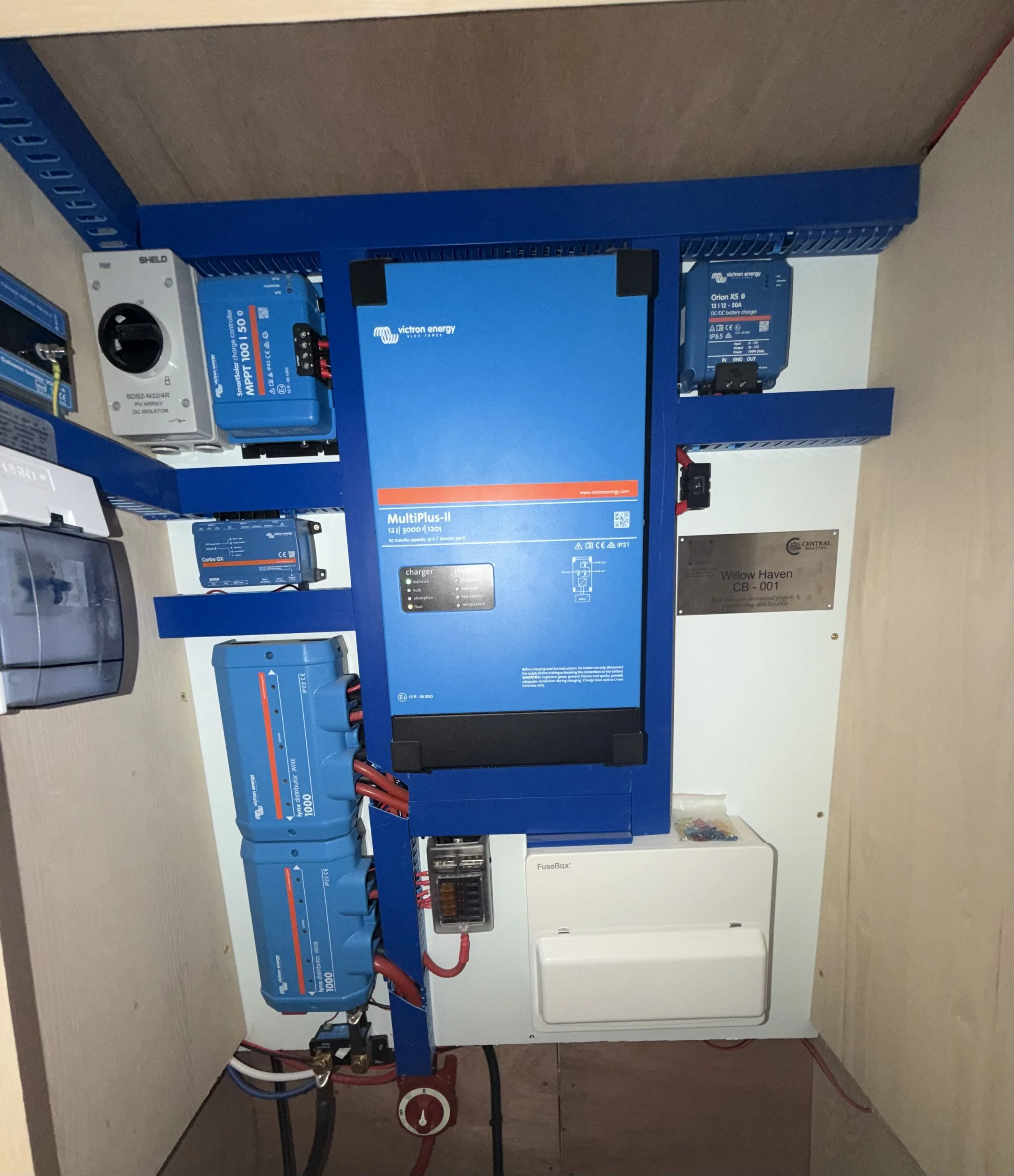 Victron electrical system installation on a Central Boating narrowboat