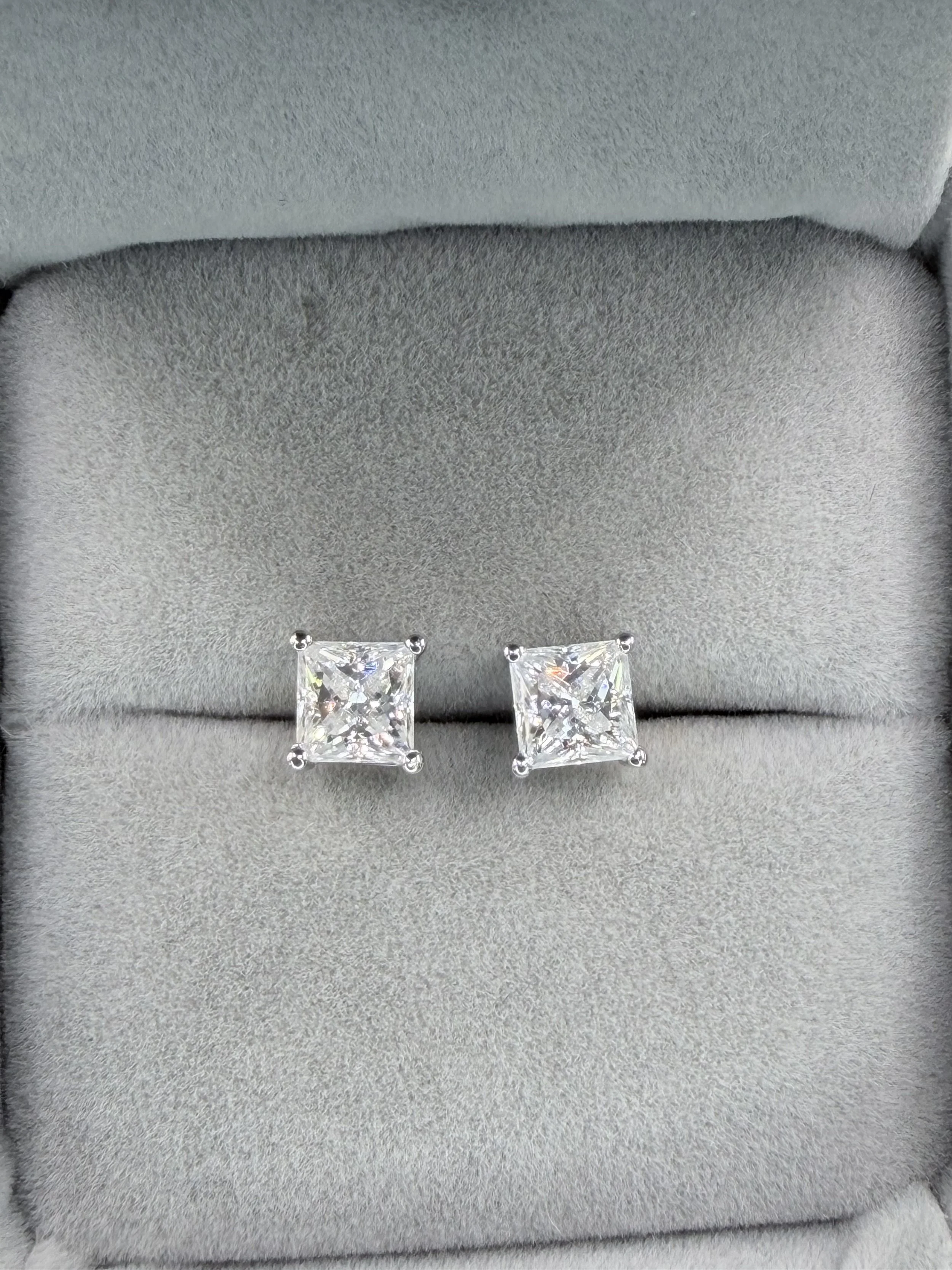 Princess Cut Moissanite Solitaire Earrings