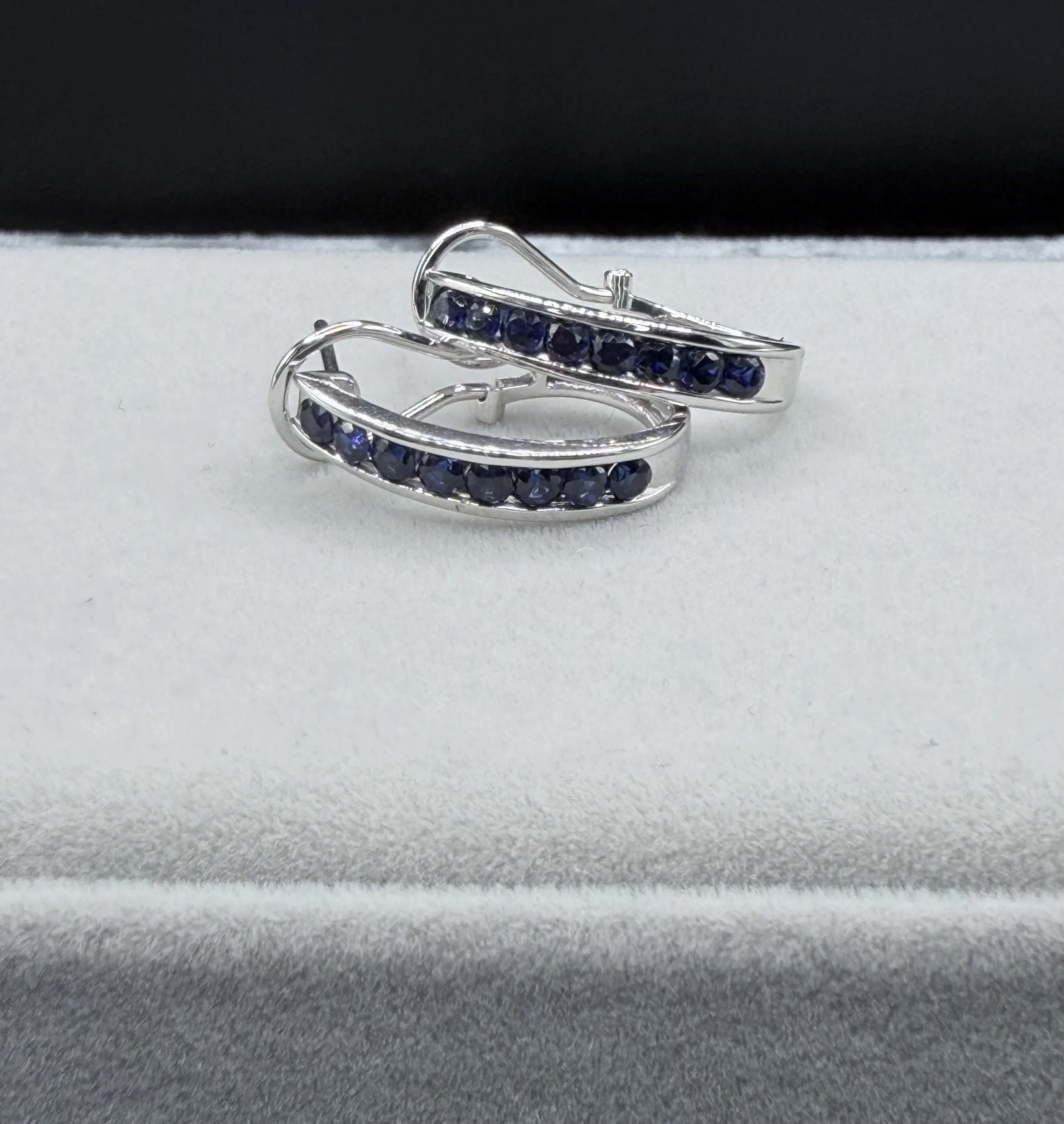 Created Sapphire J-Hoop Earrings