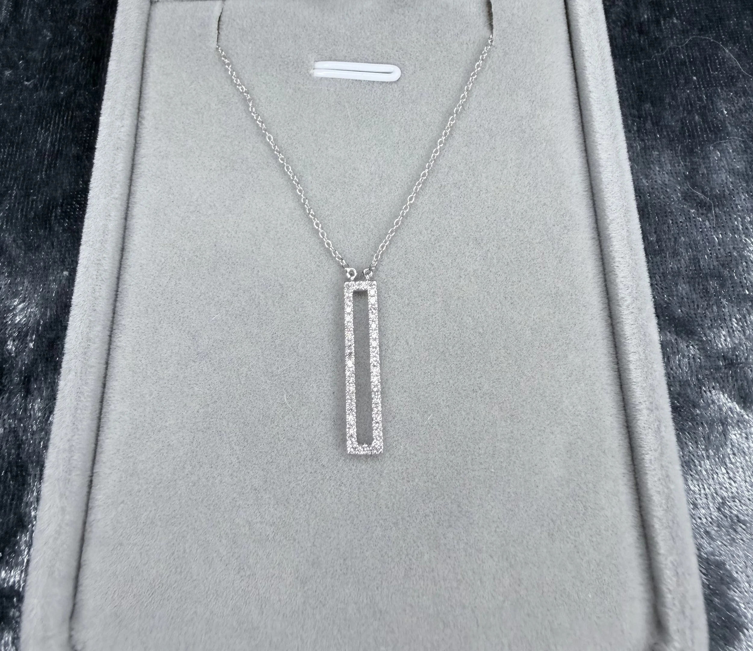 10kt White Gold Rectangle Pendant Necklace