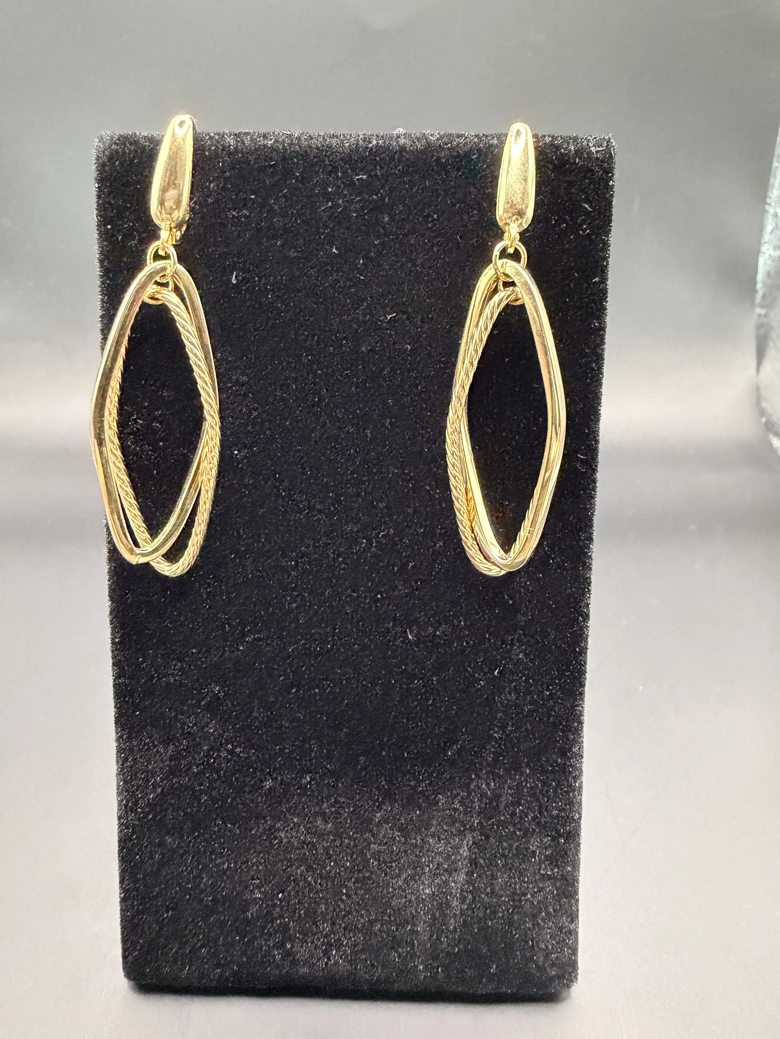 14kt Yellow Gold Double Oval Drop Earrings