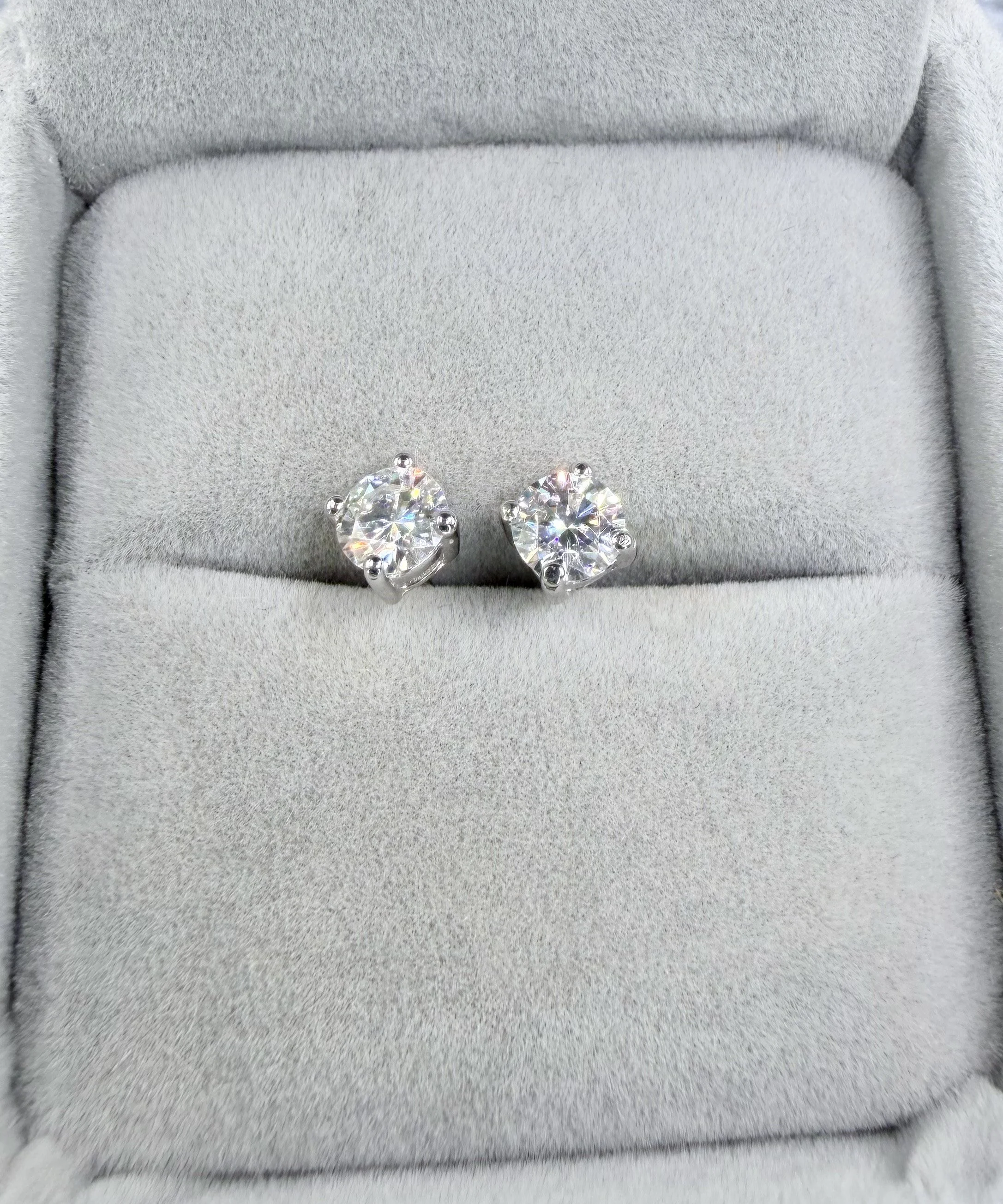Round Cut Moissanite Solitaire Earrings