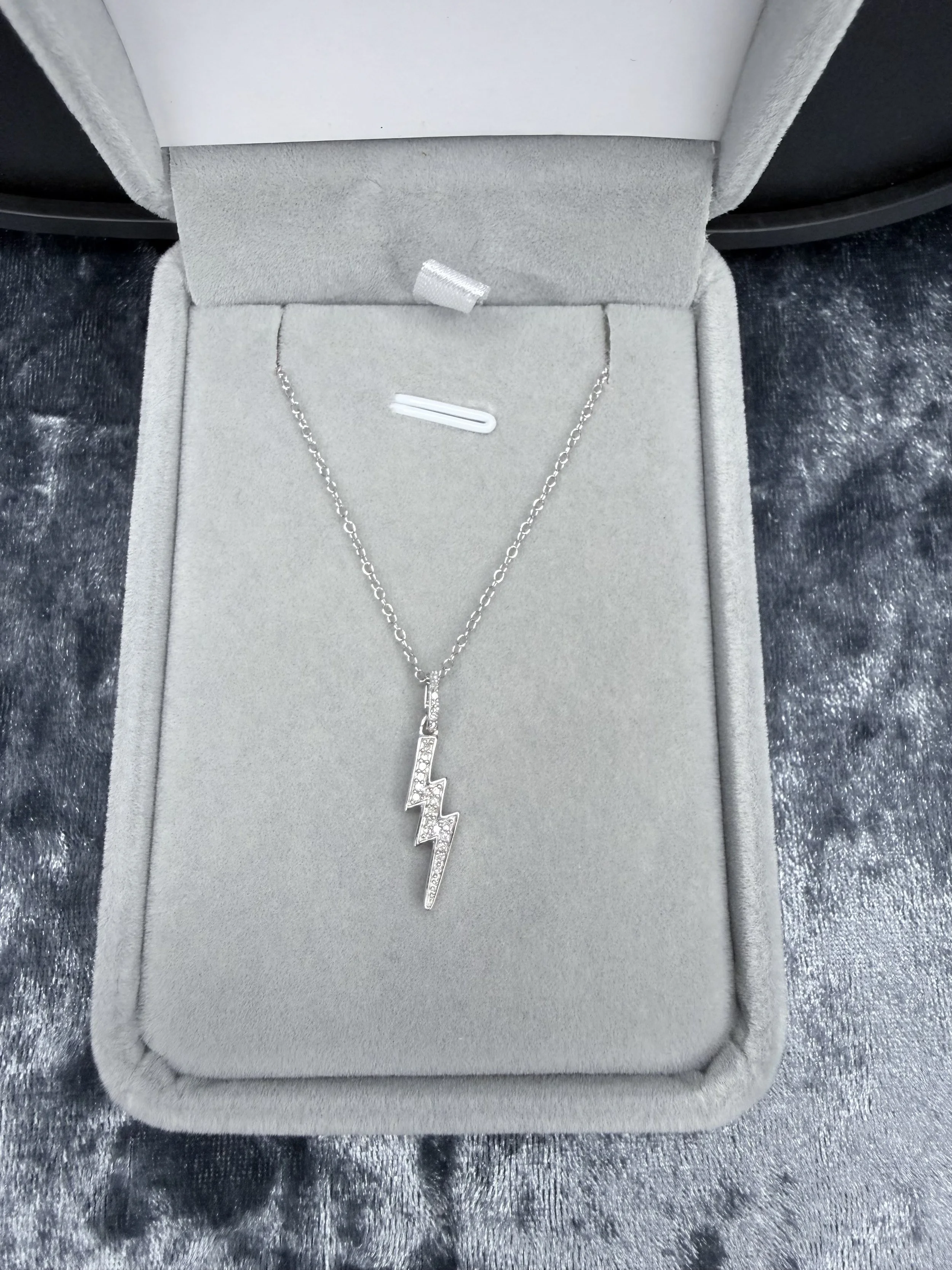 Sterling Silver Diamond Lightning Bolt Necklace