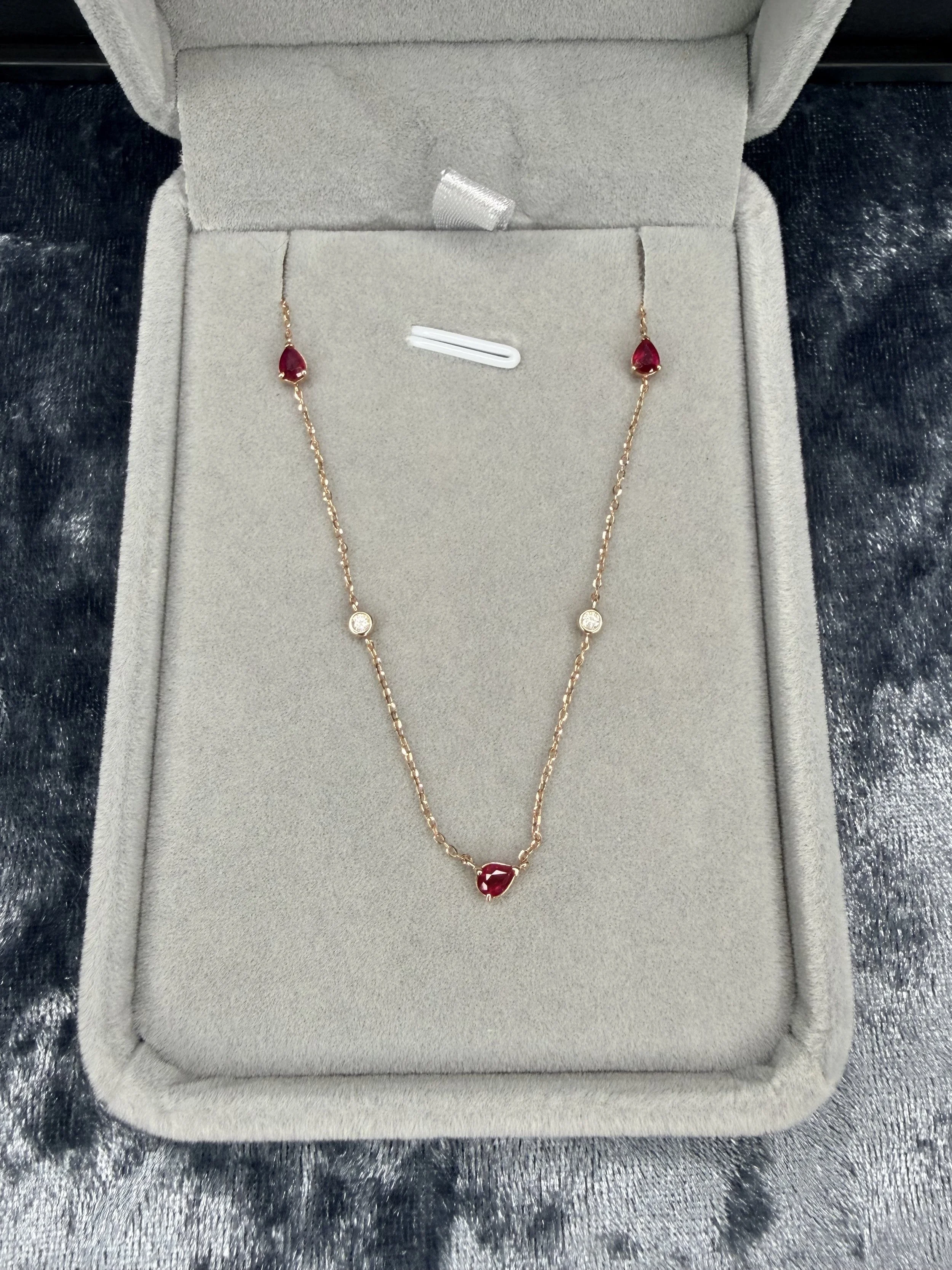 14kt Rose Gold Ruby and Diamond Necklace