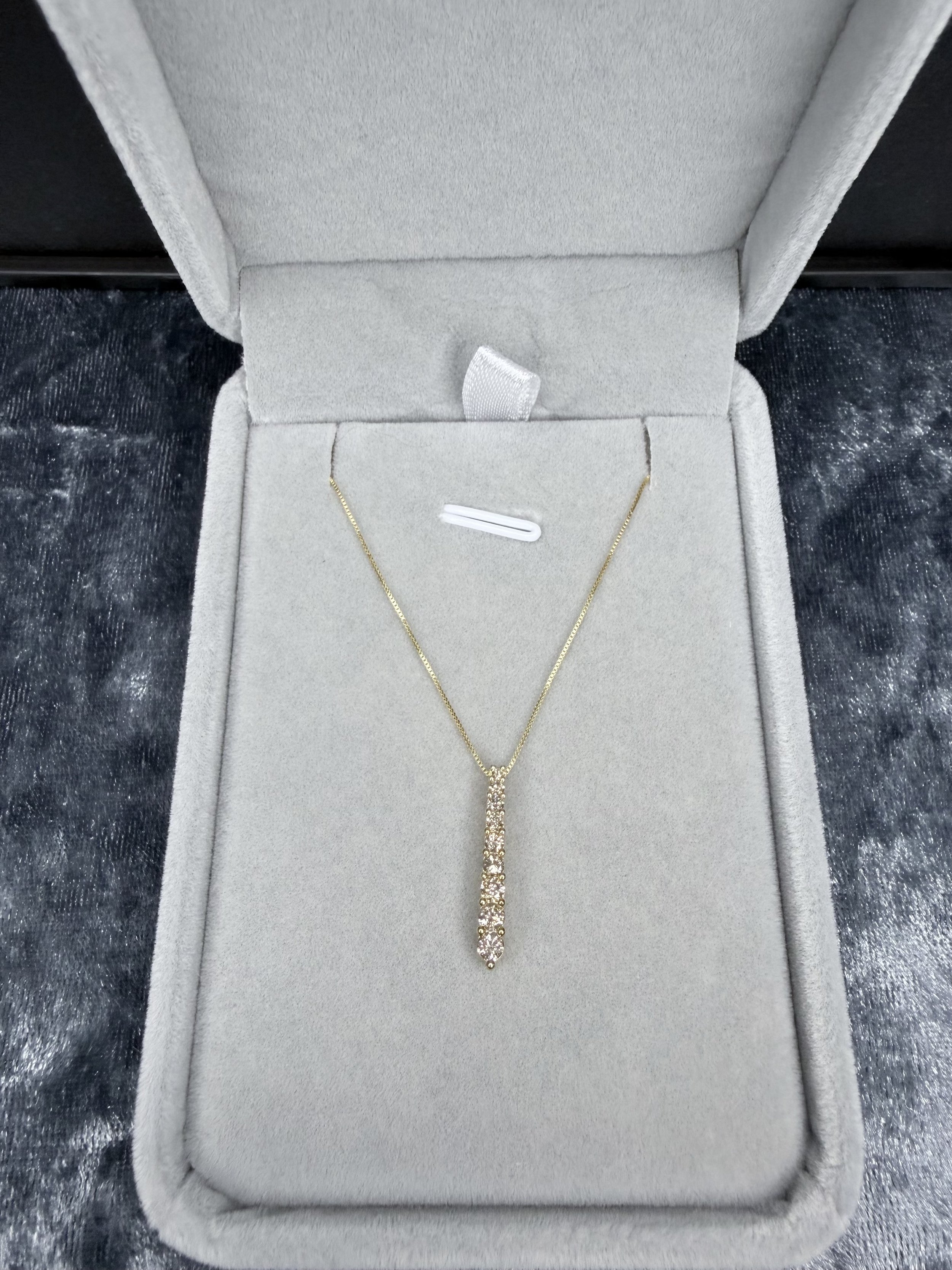 10kt Yellow Gold Linear Desert Diamond Pendant Necklace