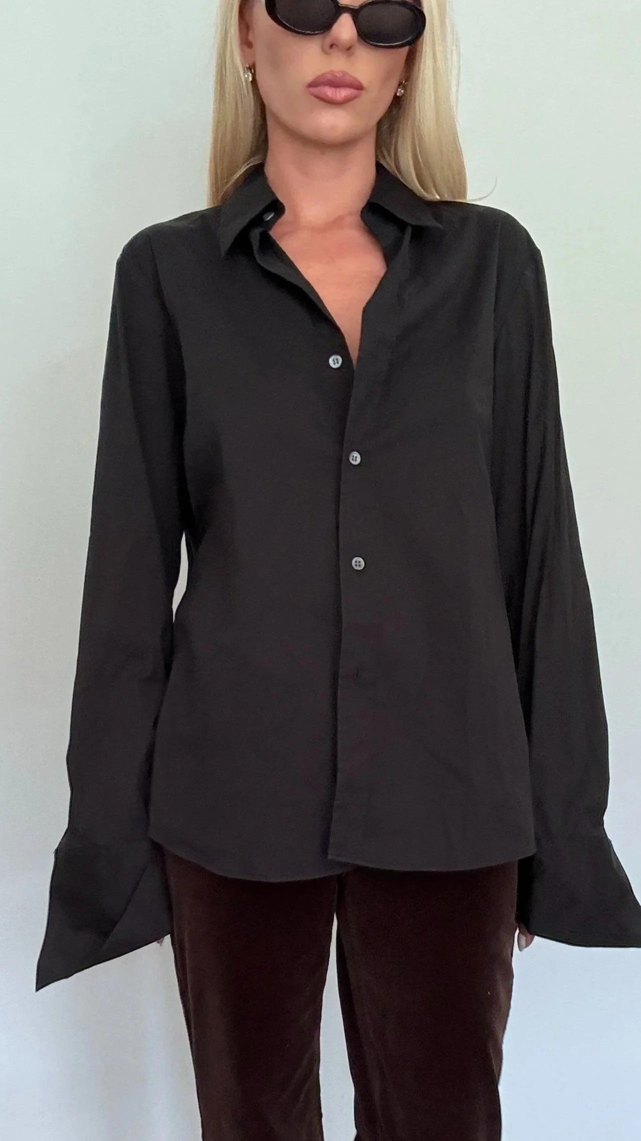 Theory Black Cotton Button Down
