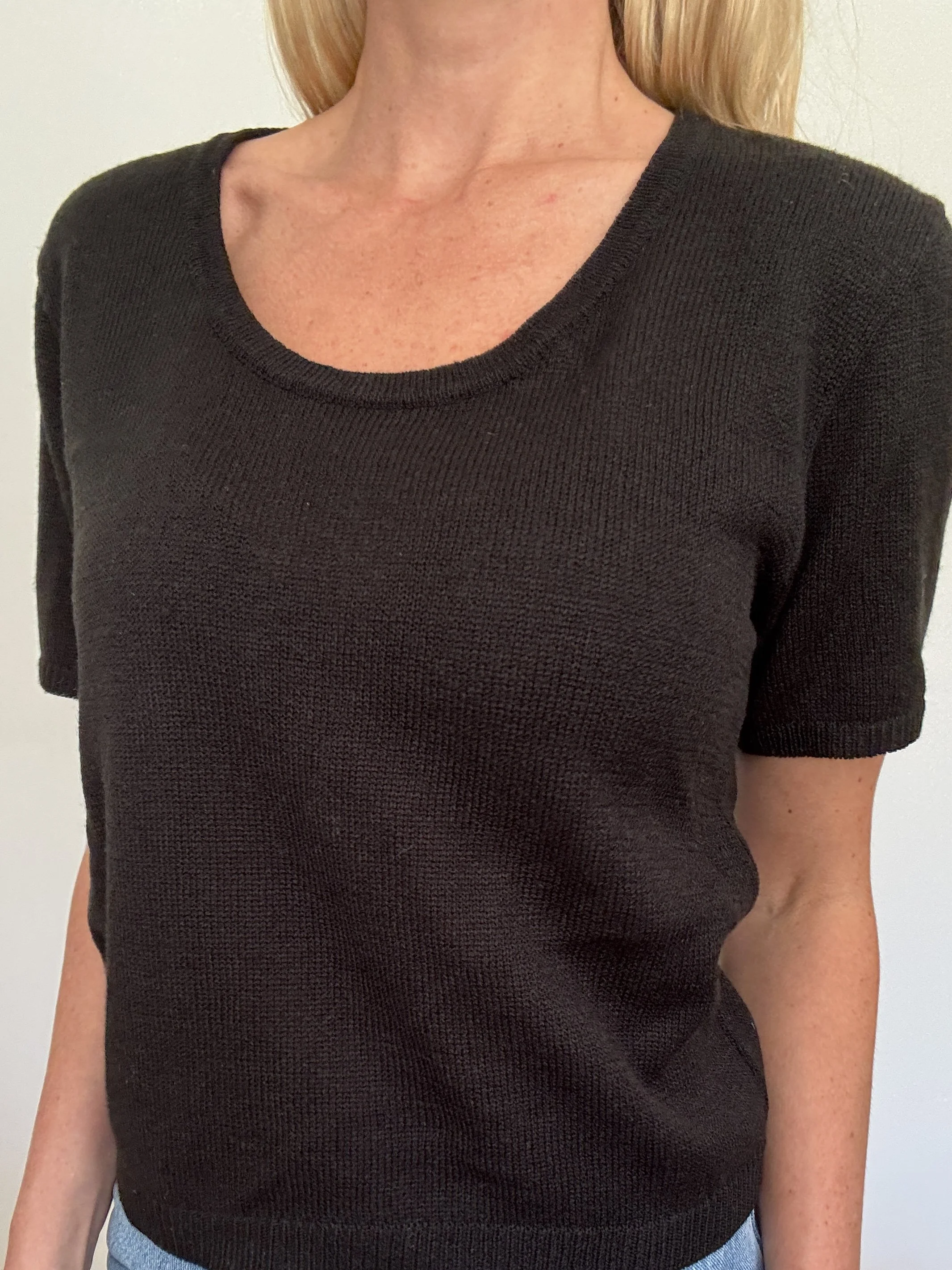Short Sleeve Black Knit