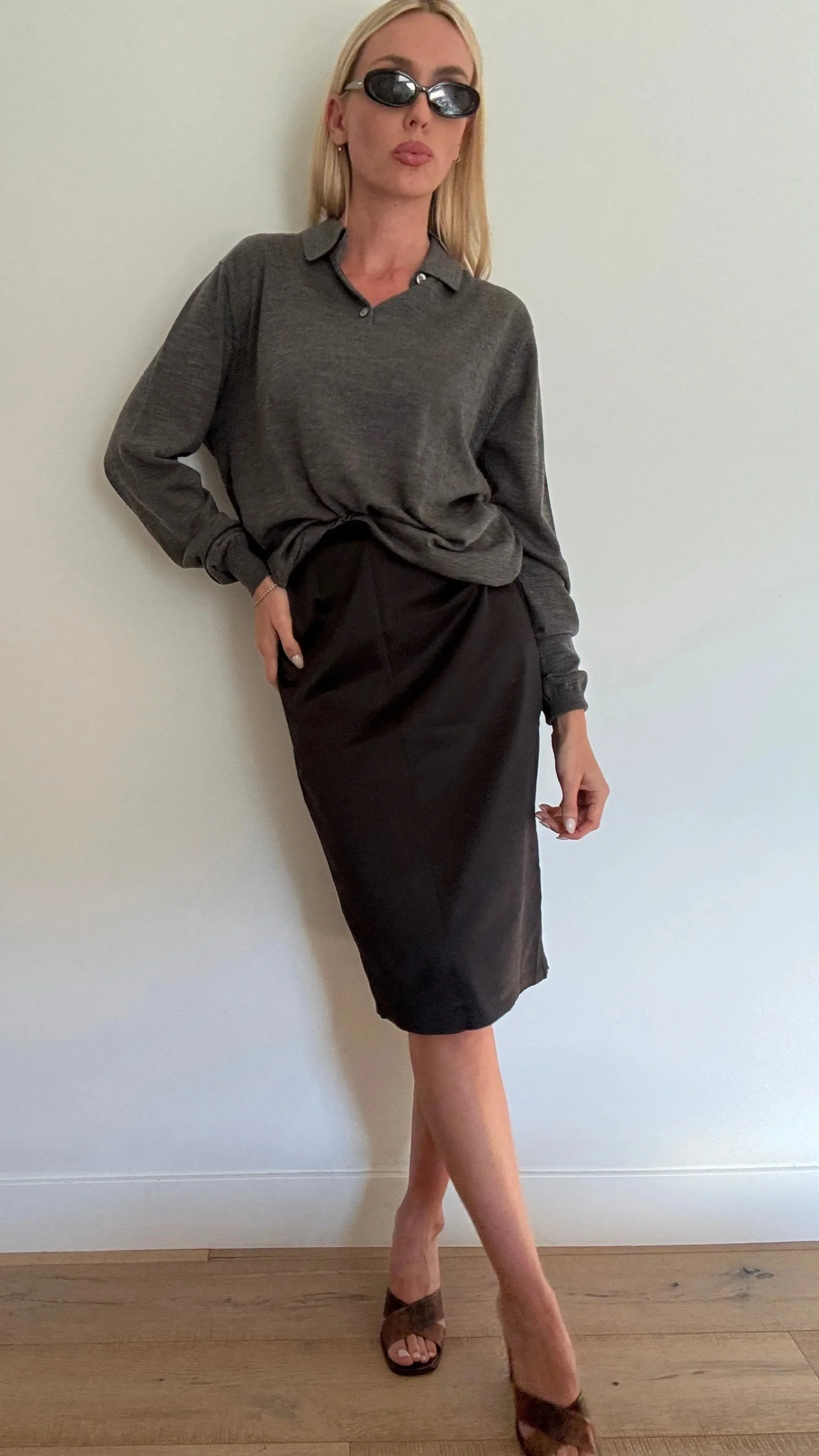 90s Silky Midi Skirt