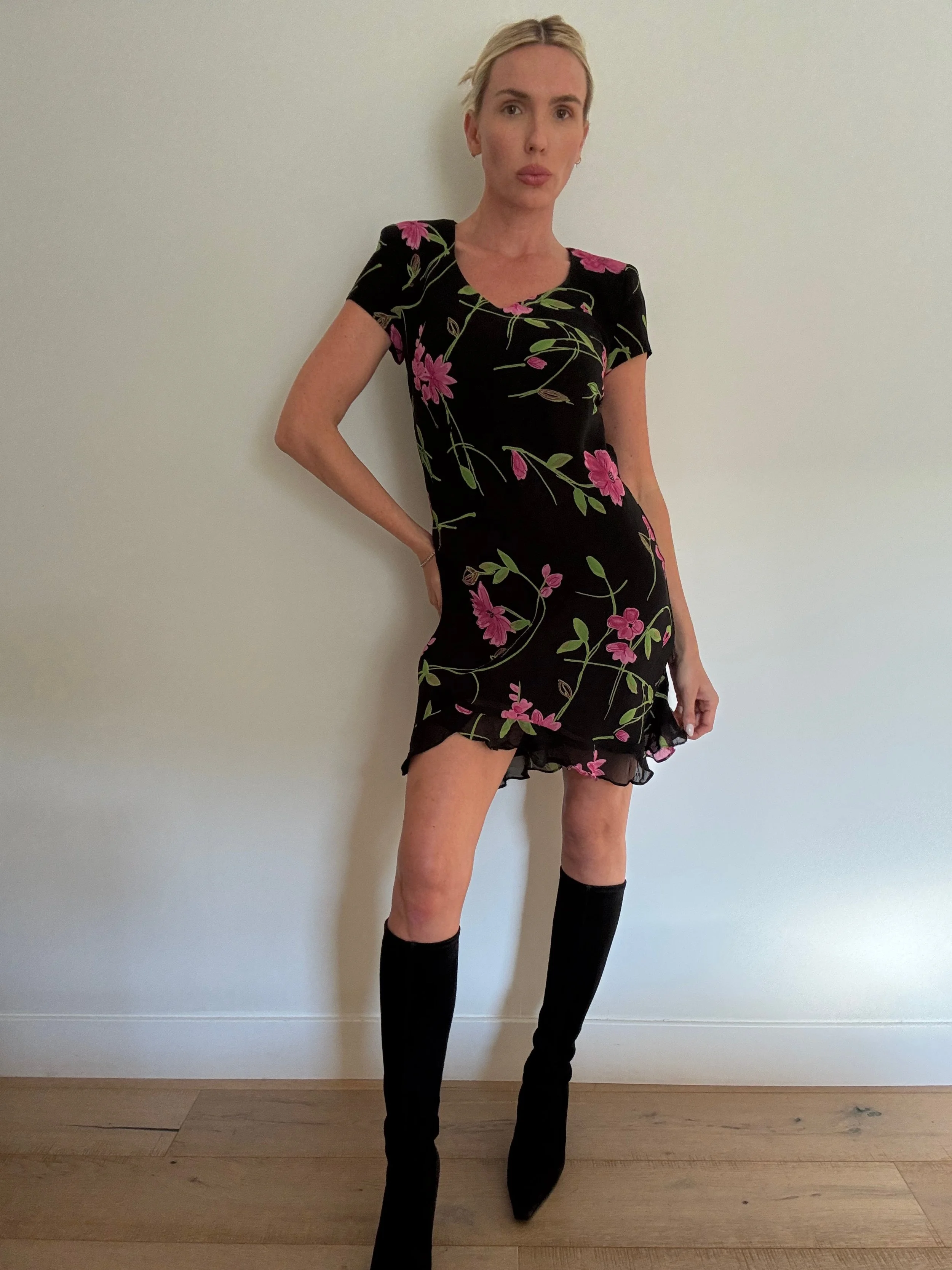 90s Floral Printed Midi