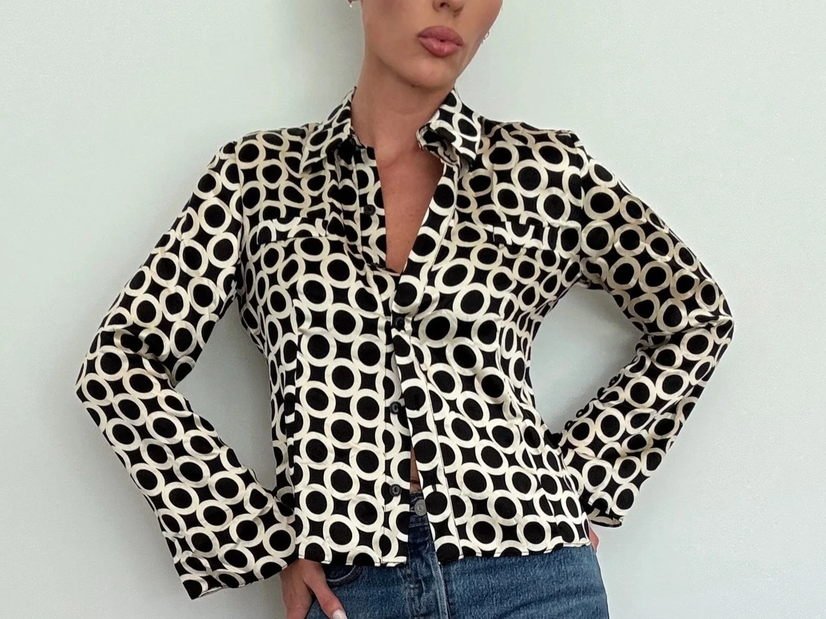 Silk Patterned Button Down