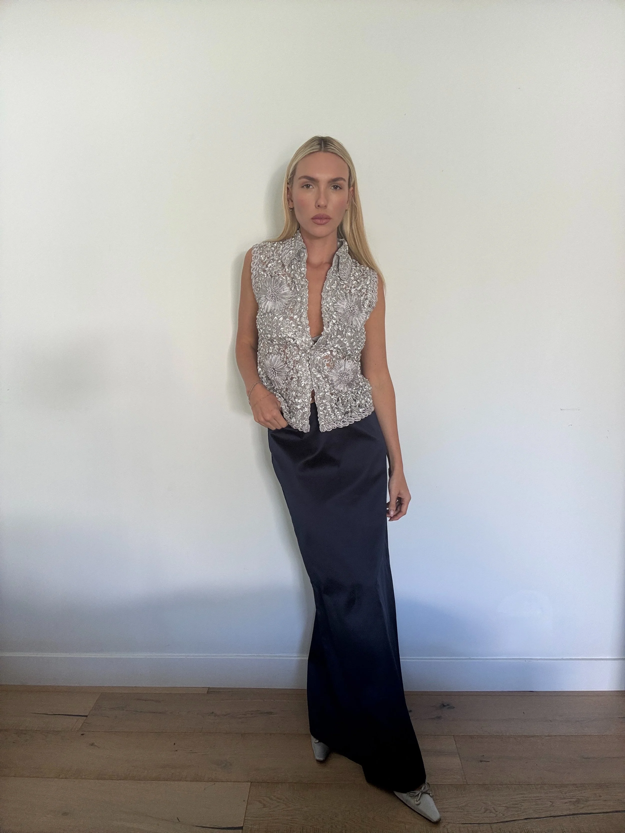 Barneys Silky Blue Maxi Skirt
