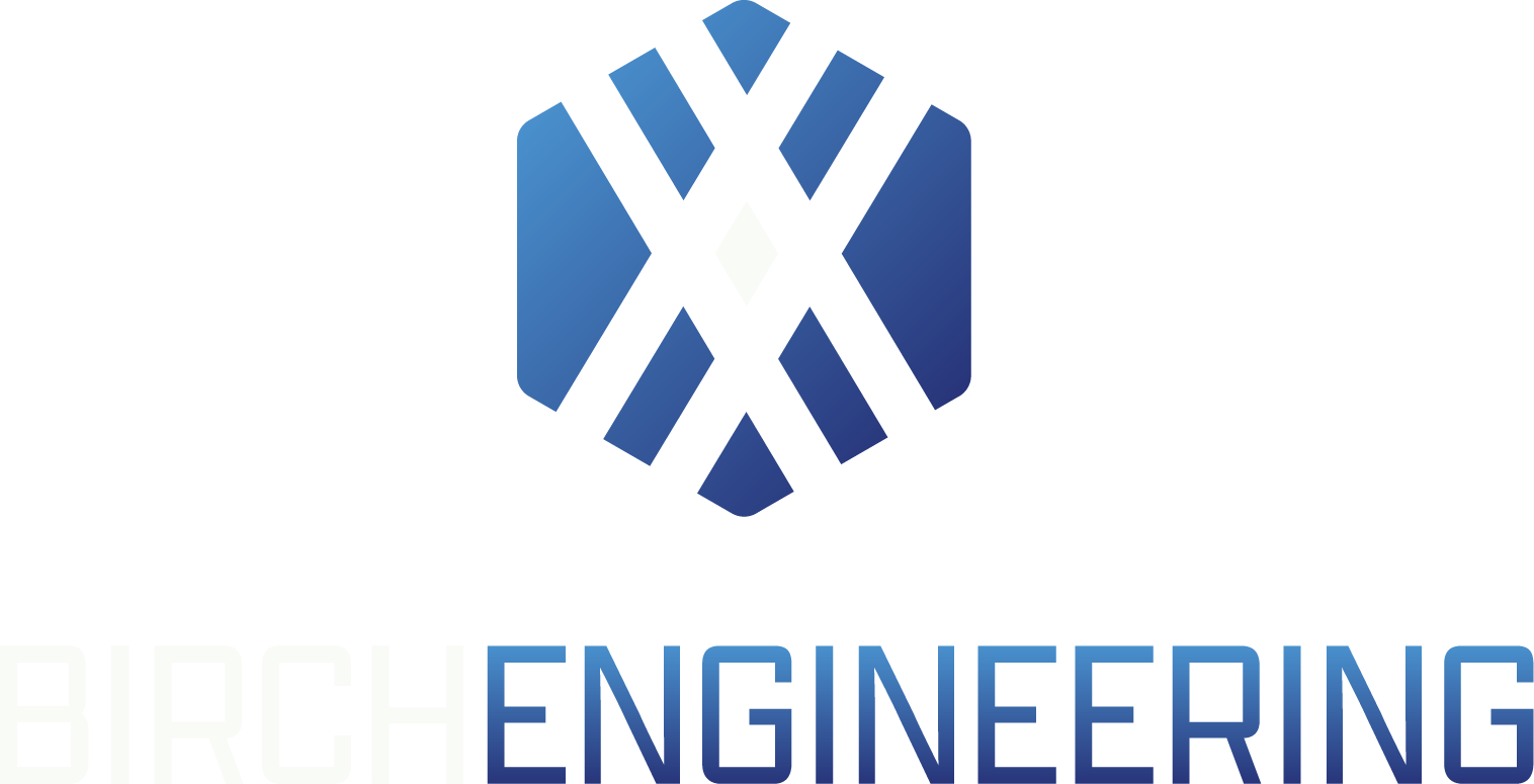 Blue geometric logo resembling a hexagon with lines and shapes, with the text 'BRCH ENGINEERING' beneath it.