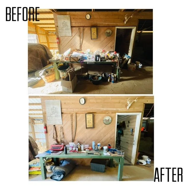 declutter and organize horse barn in Marietta, Georgia
