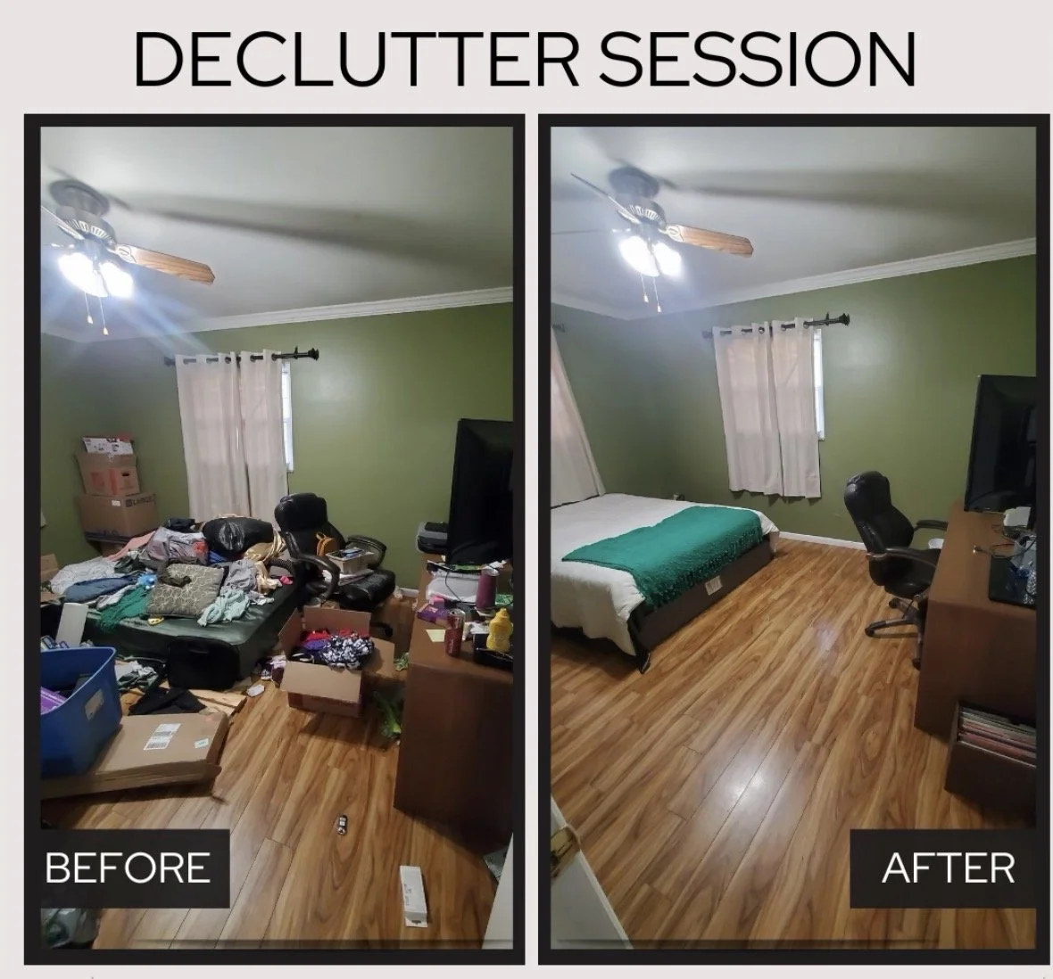 declutter and organize a guest bedroom and home office in a home in Cobb County, Georgia