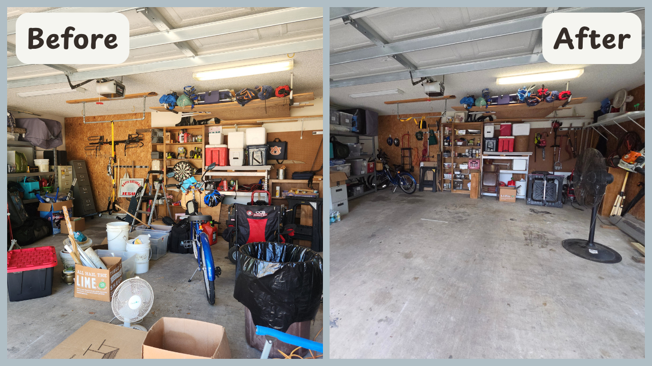 Garage decluttered and organized in Niceville, Fl