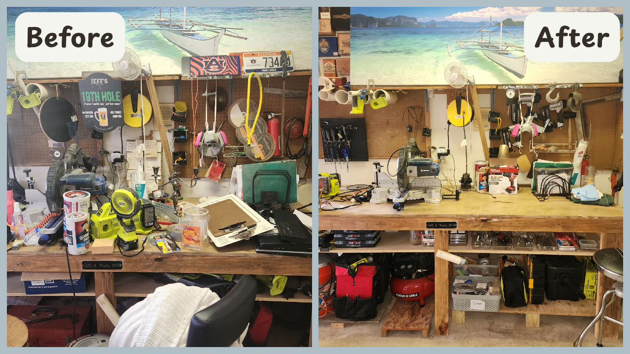 Garage tool area decluttered and organized in Niceville, Fl