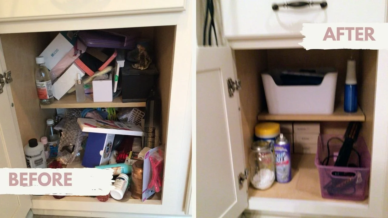 Bathroom cabinet decluttered and organized in Pensacola, Fl