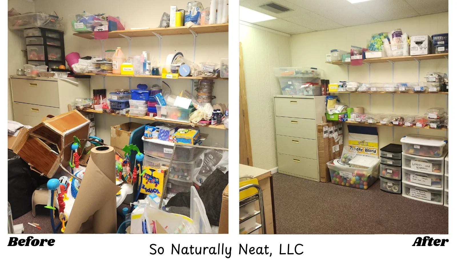 Church resource room decluttered and organized
