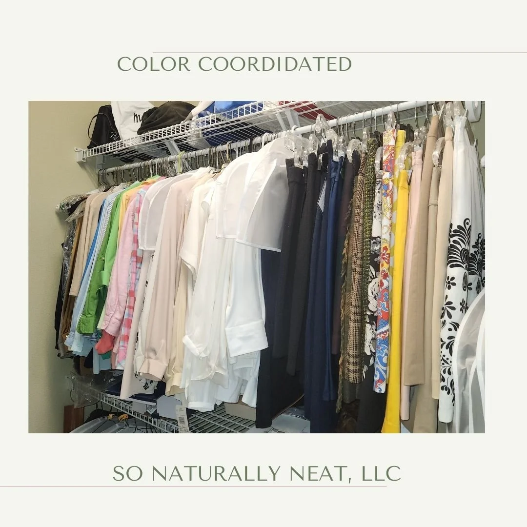 Color coordinated master closet