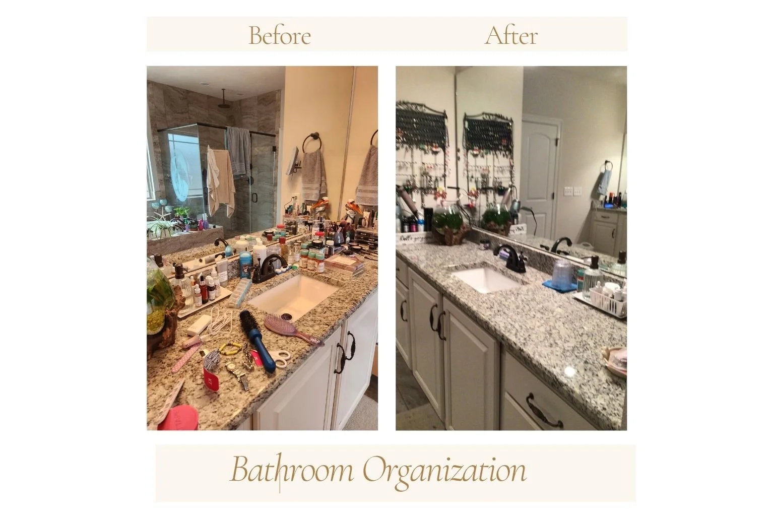 Bathroom counter transformed with decluttering
