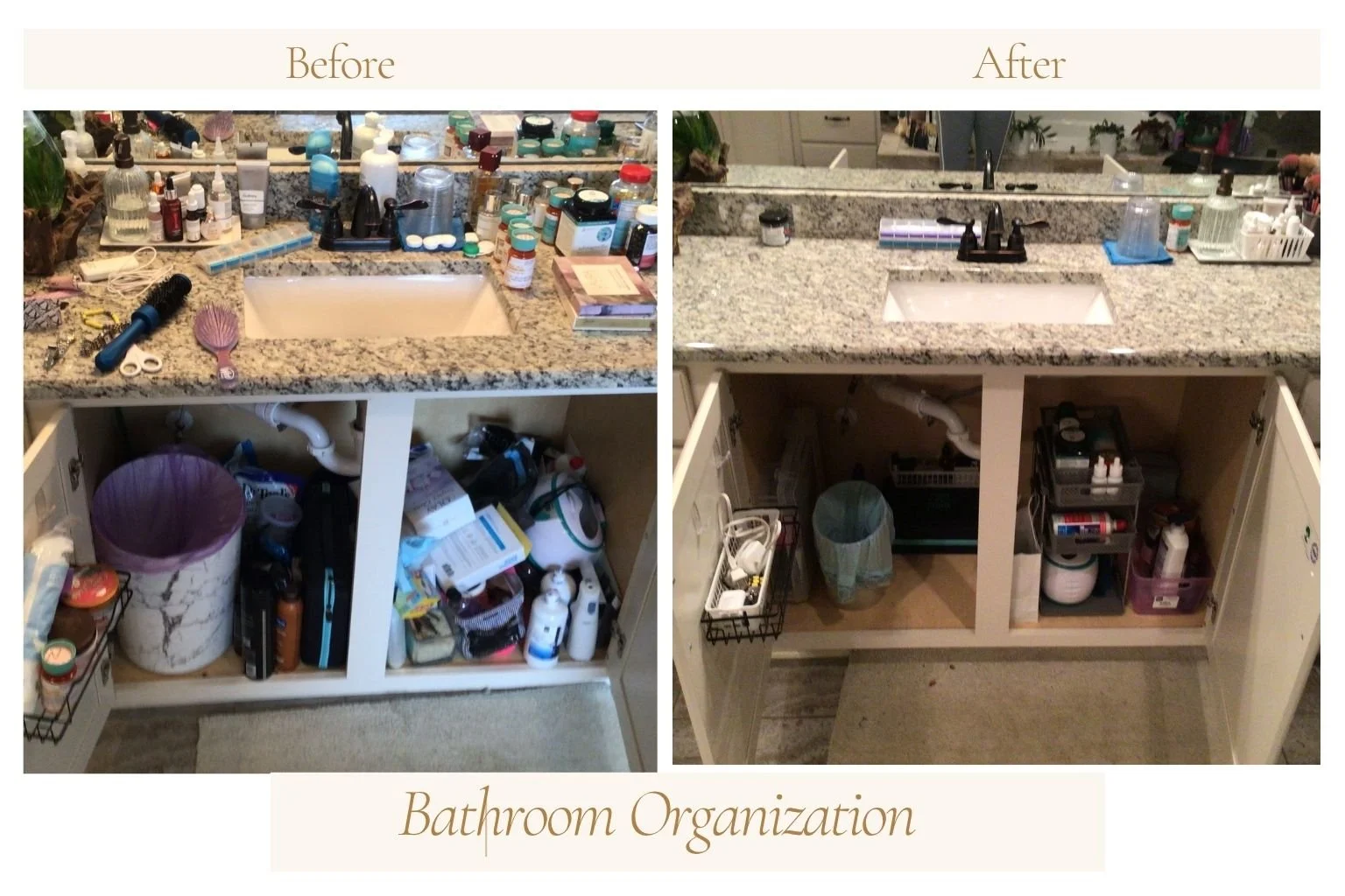 Master bathroom decluttered and organized