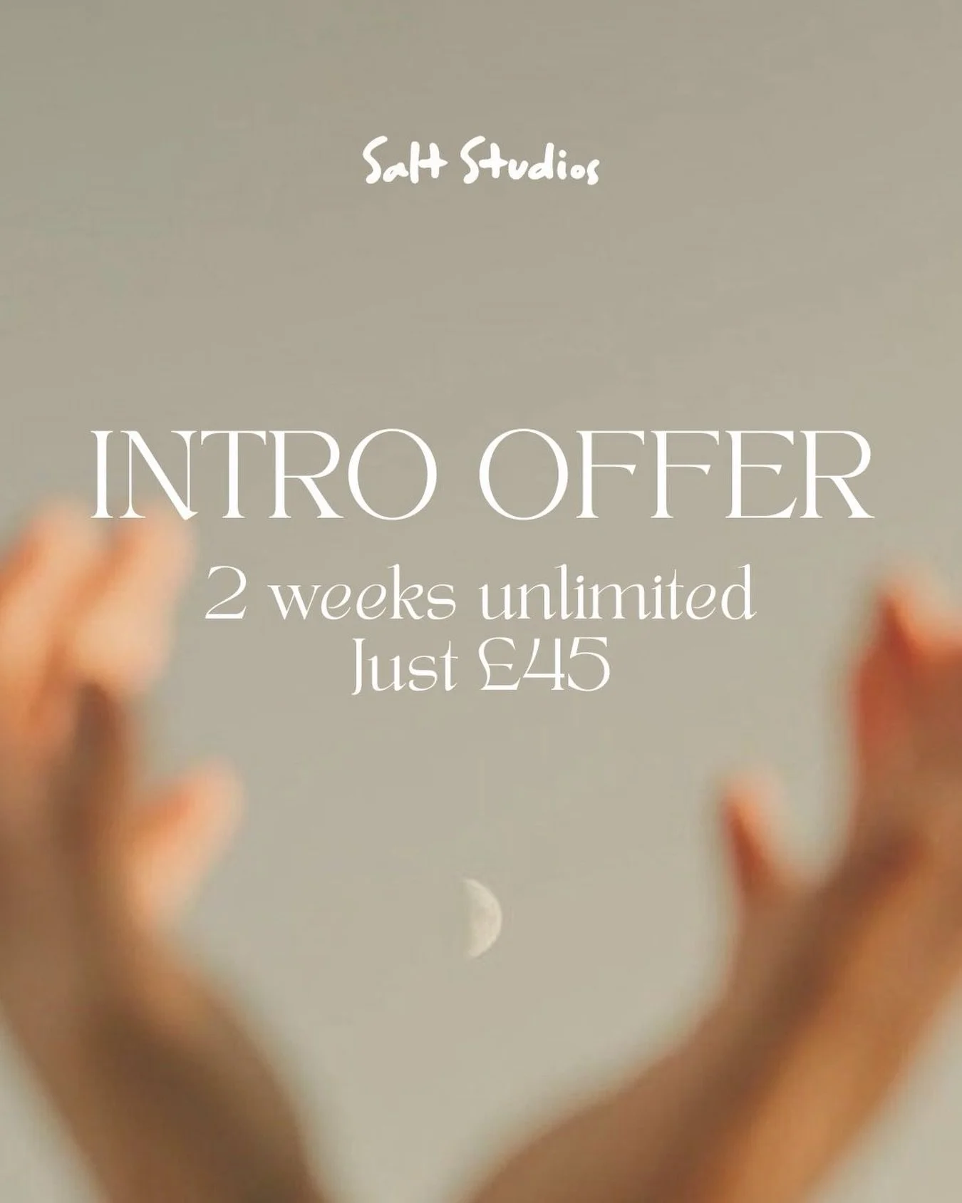 Welcome to Salt Studios 👋🏼 

Want to have unlimited access to 60 minute moment, sound bath and 40 minute healing LED yoga?! 

Sign up via the link in our bio to grab your welcome pass for just &pound;45.

Ps LED won&rsquo;t be included in this offe