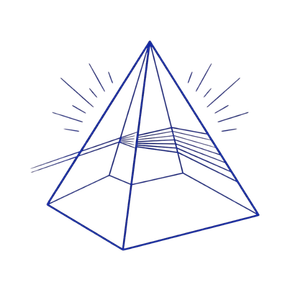 Geometric drawing of an outline square with sections divided by vertical, horizontal, and half circle lines.