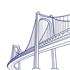 Geometric drawing of an outline square with sections divided by vertical, horizontal, and diagonal lines.