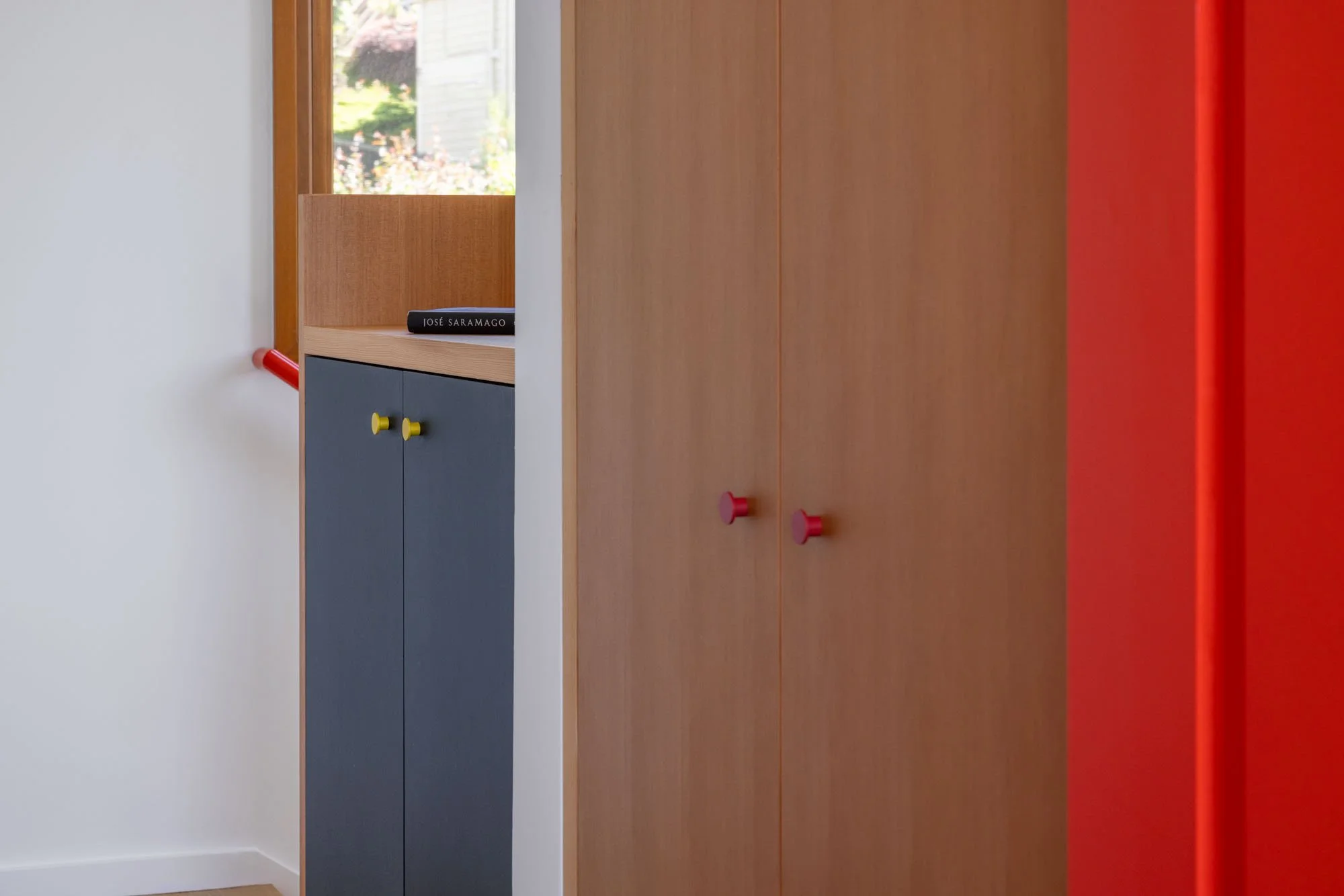 Custom fir closet and cabinetry built in the Bucktide woodshop.