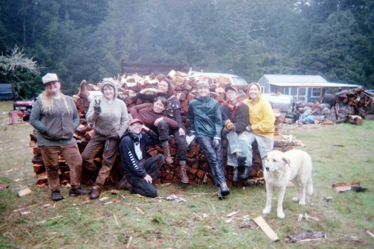 Rainy wood prep day. L to R: Katie Applebaum, Summer, Dan, Azelia, Josie, Olivia, Jules, Charley, Nona.

Disposable camera photo by Jules