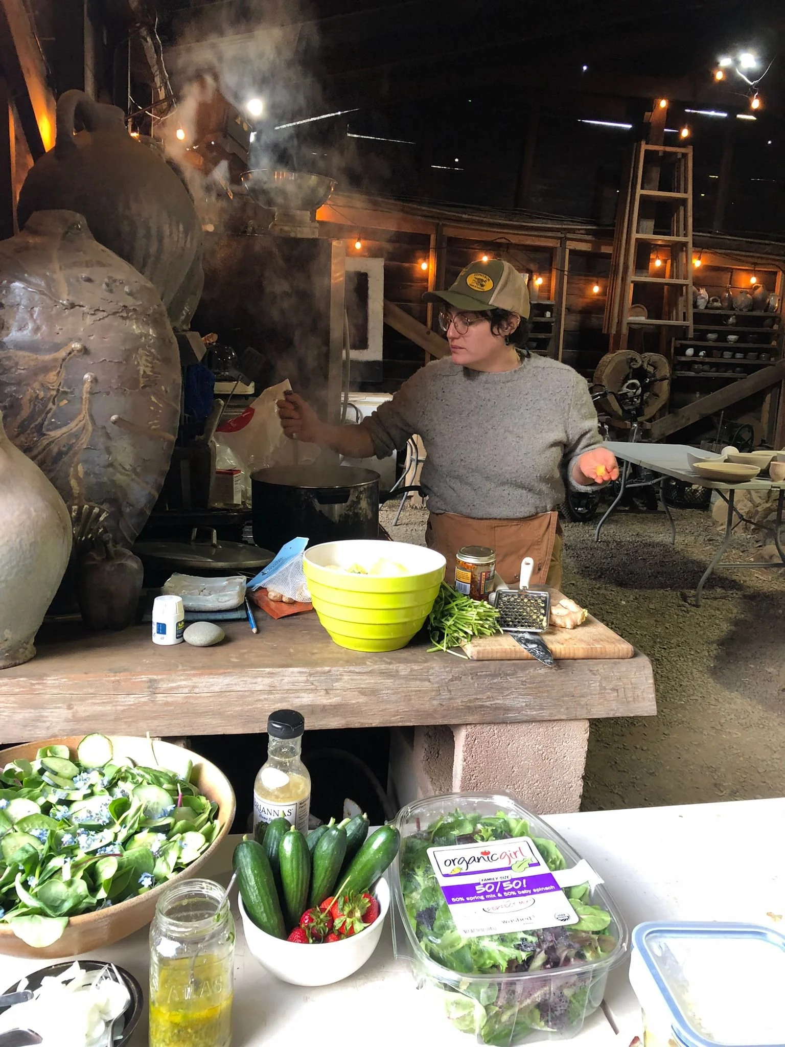 Summer cooking a beautiful dinner