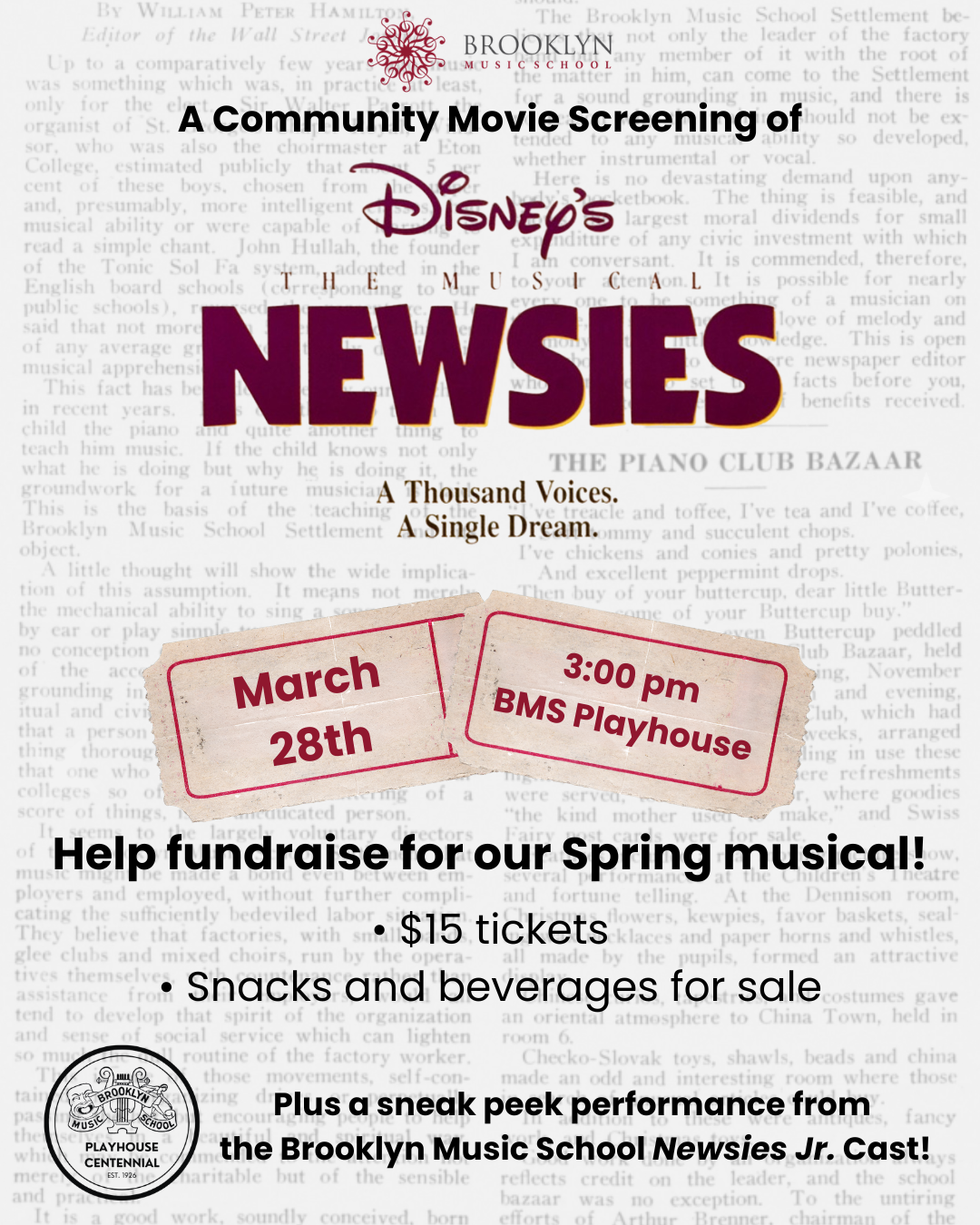 Newsies Movie Screening 
