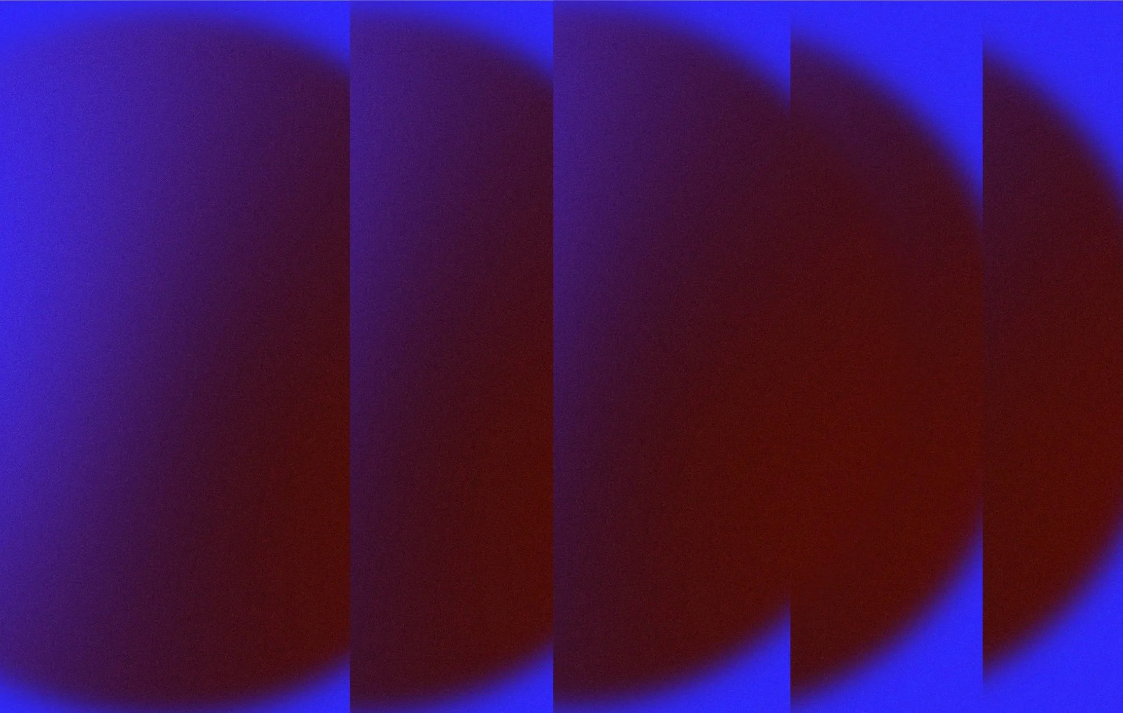 An abstract digital image with vertical blue and red color bands and overlapping circular shapes.