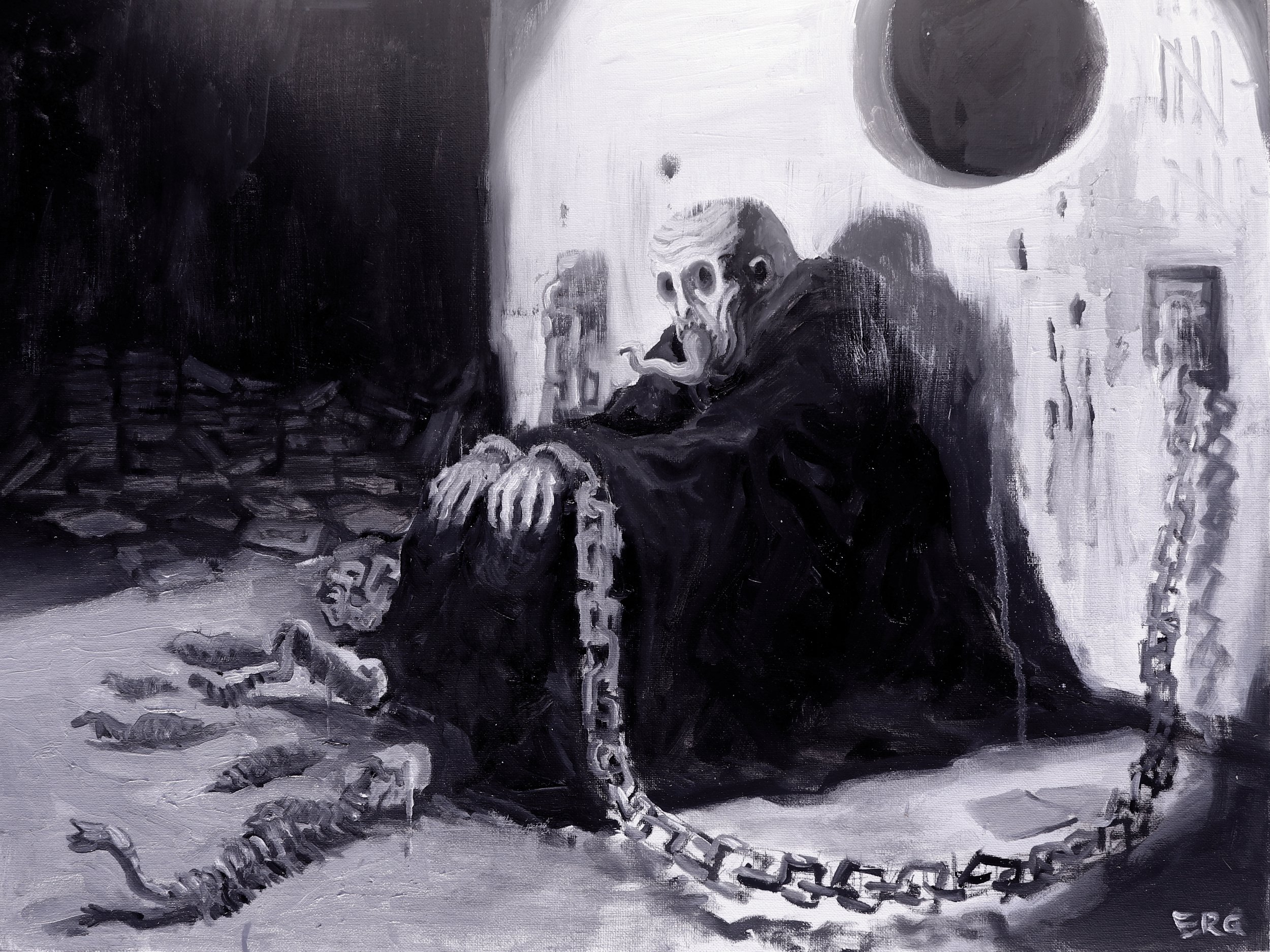 Aboard the Missionaries' Ship (18x24 oil on canvas board)