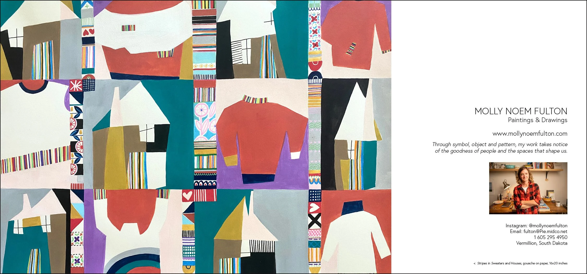 Above: bifold, double-sided, 3 panel card