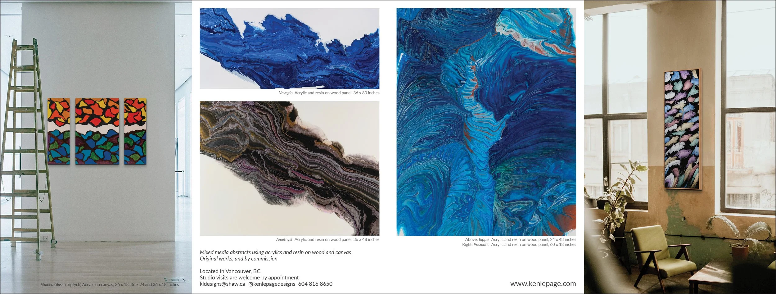 Above: trifold, double-sided, 4 panel card