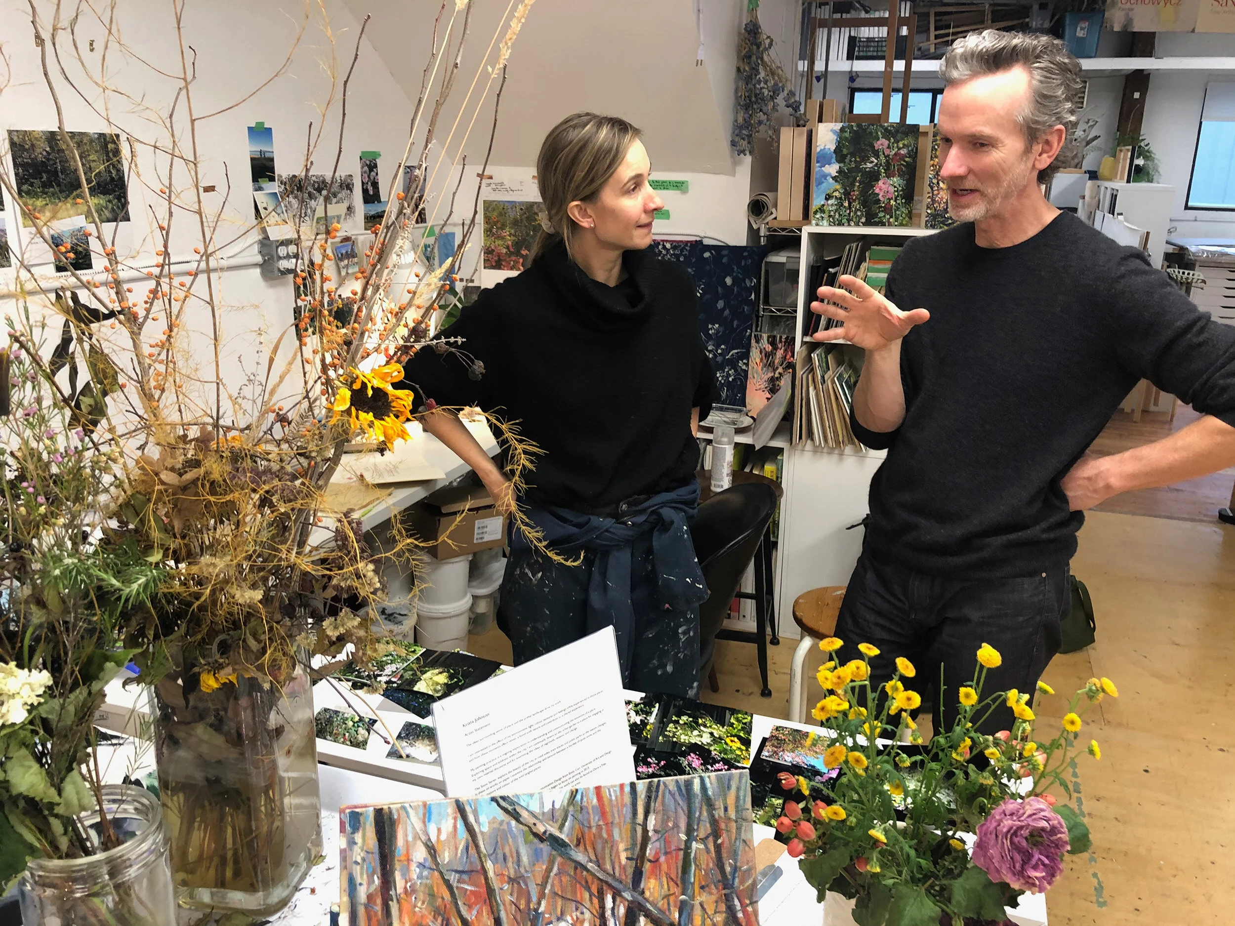 David Ellingsen in a consult with Krista Johnson, artist in Vancouver, about her art marketing strategy plan.