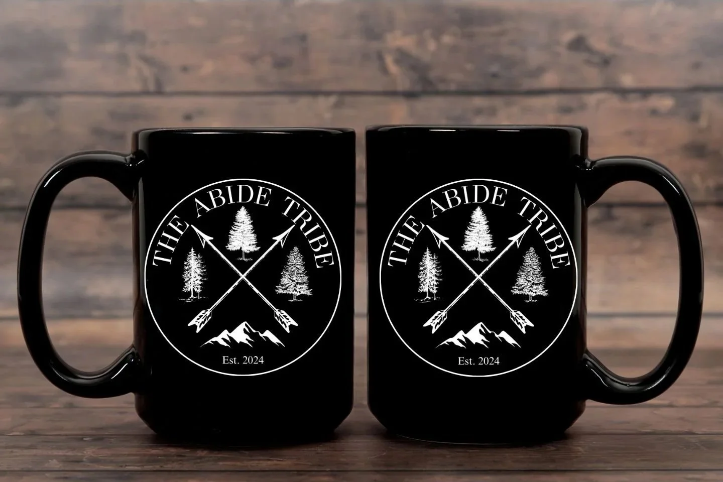 The Abide Tribe Logo Black Ceramic Mug | 11oz, 15oz