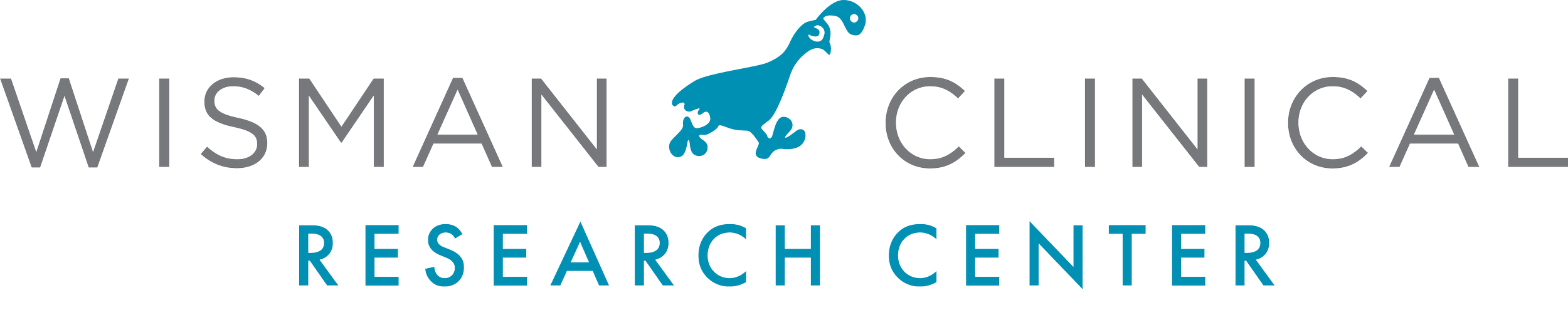 Logo of Wisman Clinical Research Center with a stylized blue animal figure above the text