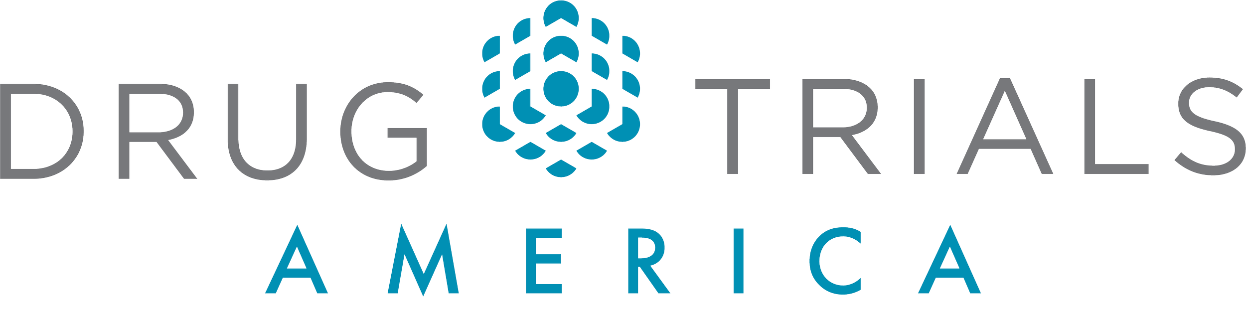 Logo of Drug Trac America with stylized blue molecular structure above the text.