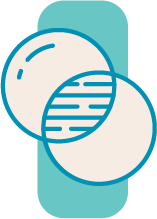 Simple illustration of three translucent bubbles with textured patterns, overlapping each other.