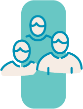 Illustration of three people wearing masks and scrubs, standing together.