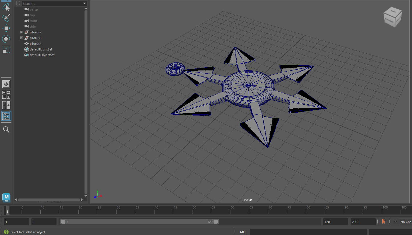 3D model of snowflake, Maya, 2024